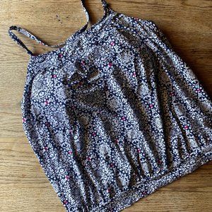 Women’s Size 16 Lands End Blue Kaleidoscope Print Swim Tankini Top Swimsuit